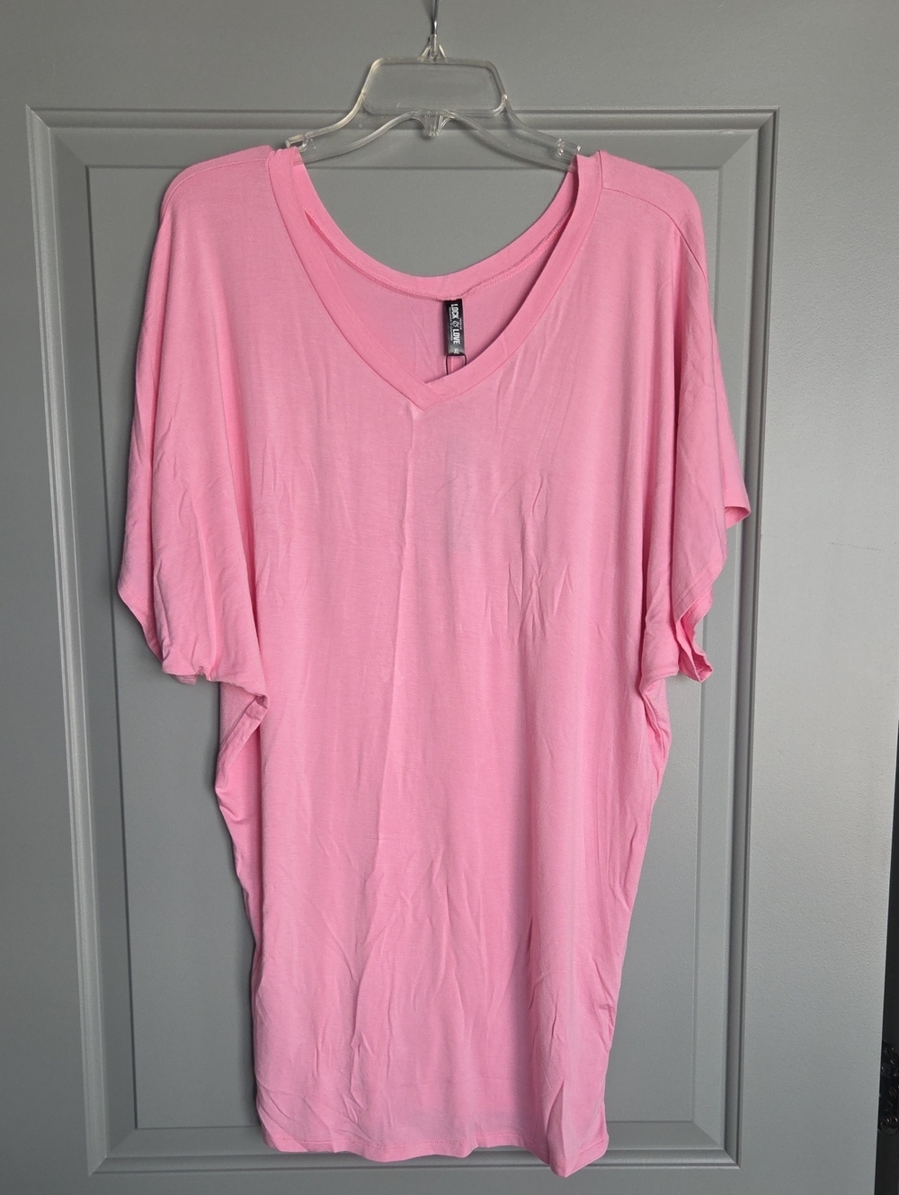 Pink V-Neck Women's Top - Soft Lightweight Tee